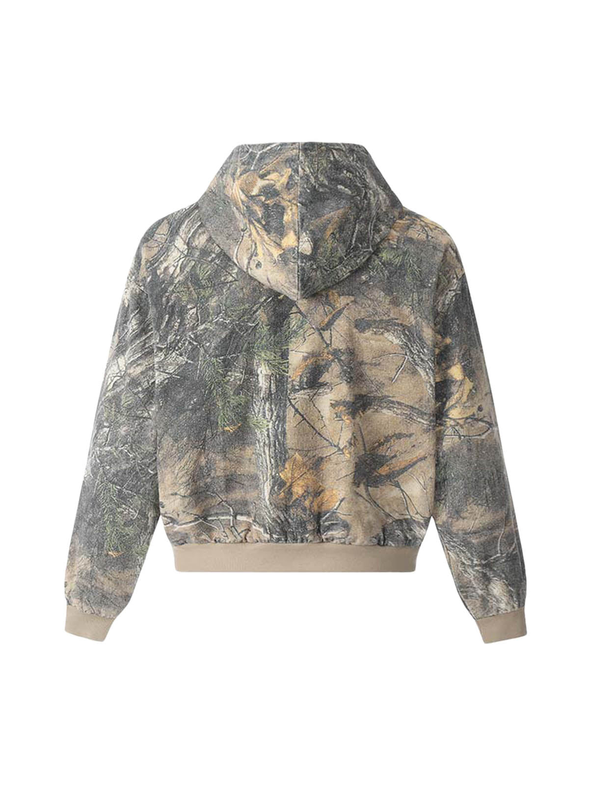 CAMOUFLAGE ZIP-UP HOODED TERRY CLOTH JACKET WITH LONG SLEEVES