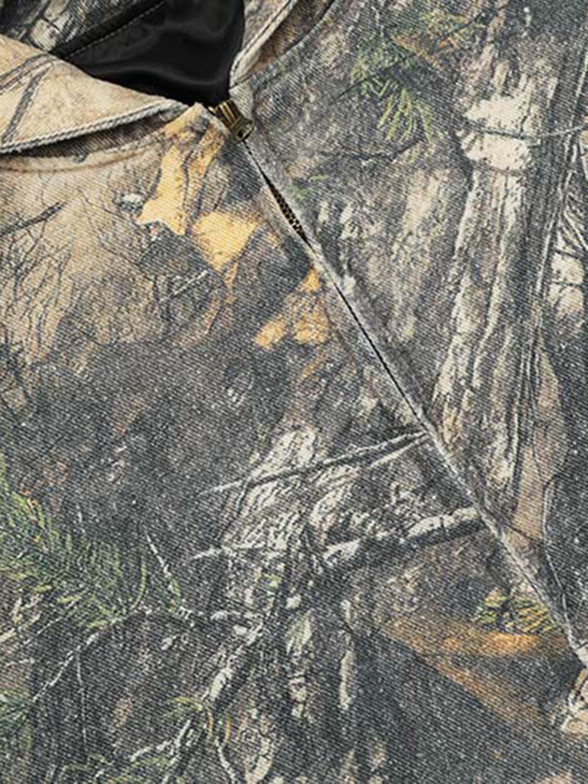 CAMOUFLAGE ZIP-UP HOODED TERRY CLOTH JACKET WITH LONG SLEEVES