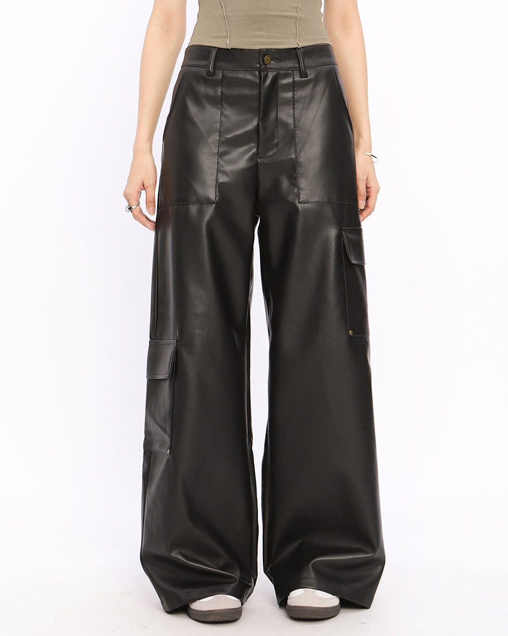 CARGO VEGAN LEATHER TROUSERS ROCK THE SCENE