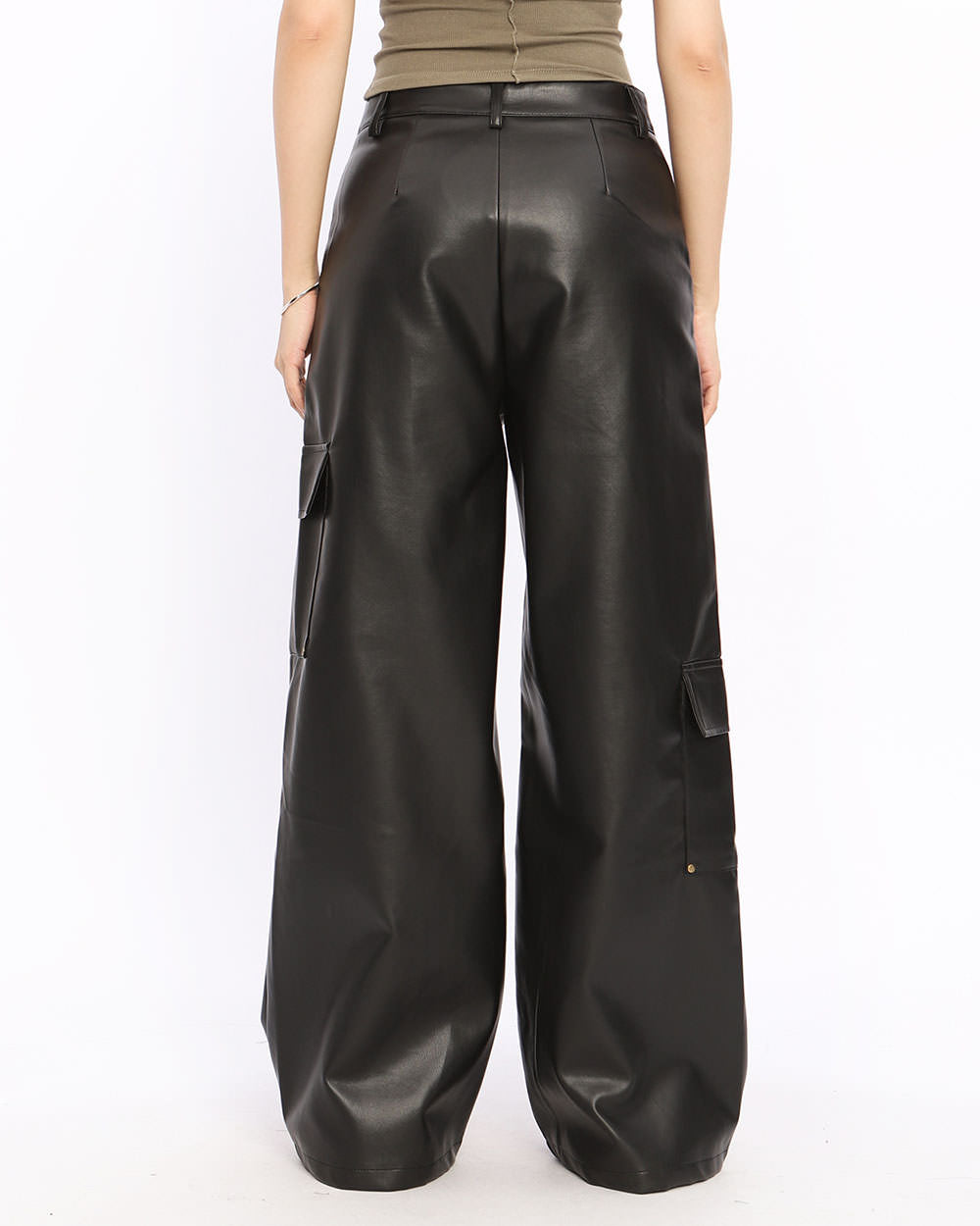 CARGO VEGAN LEATHER TROUSERS ROCK THE SCENE