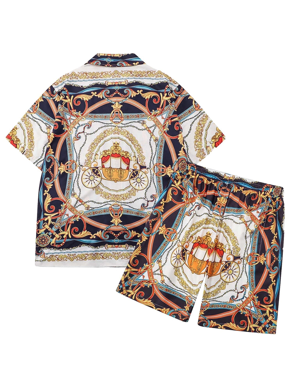 CARRIAGE PRINT SHIRT AND SHORTS SET - STREET PALACE STYLE