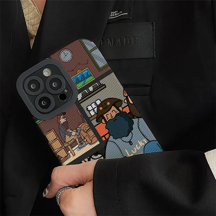 CARTOON-THEMED LUCKY MAN IPHONE CASE FOR MEN