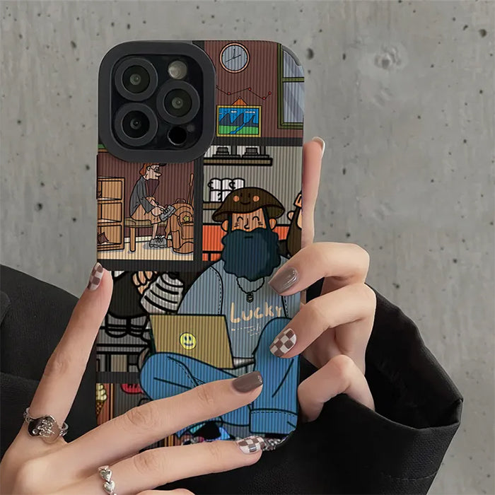 CARTOON-THEMED LUCKY MAN IPHONE CASE FOR MEN