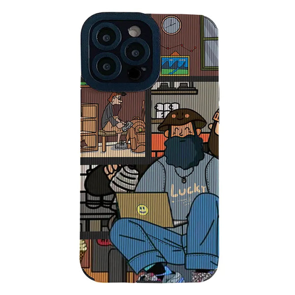 CARTOON-THEMED LUCKY MAN IPHONE CASE FOR MEN
