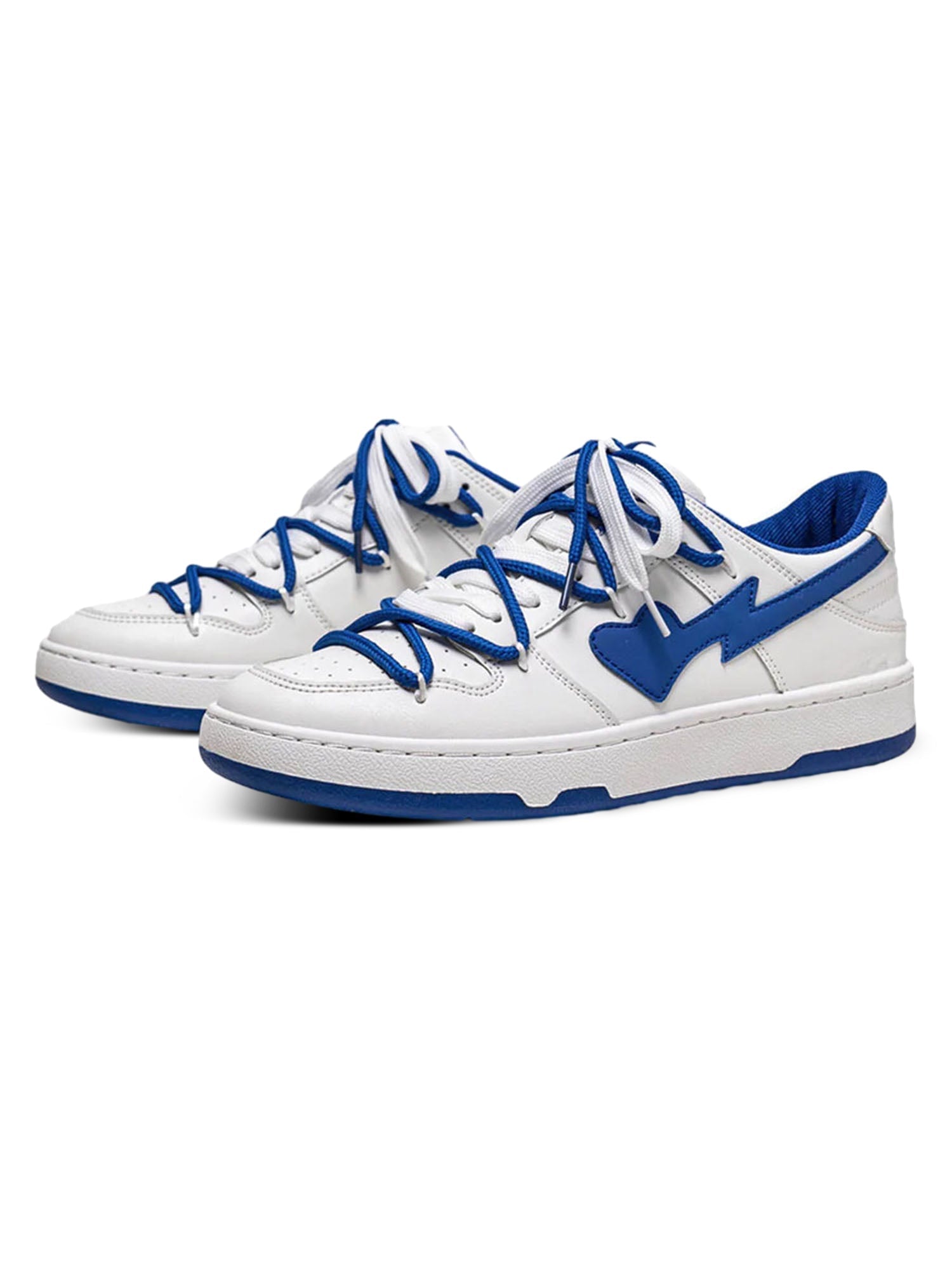 CASUAL ROUND TOE SNEAKERS IN WHITE AND BLUE - CASUAL ROUND FOOTWEAR