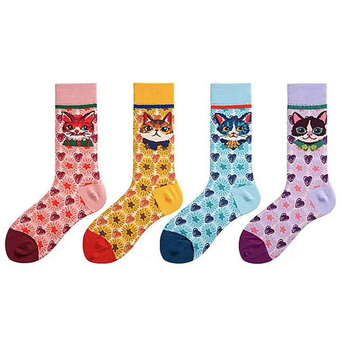 CAT-THEMED SOCKS PAIR FOR CASUAL WEAR