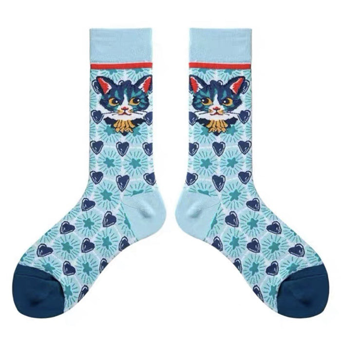 CAT-THEMED SOCKS PAIR FOR CASUAL WEAR