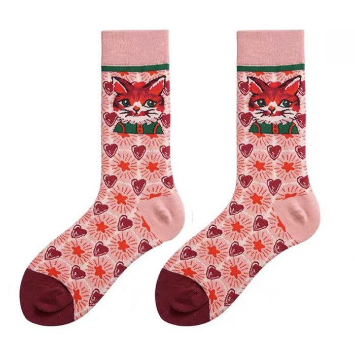 CAT-THEMED SOCKS PAIR FOR CASUAL WEAR