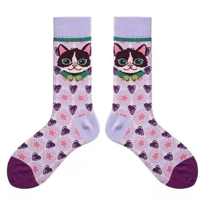 CAT-THEMED SOCKS PAIR FOR CASUAL WEAR