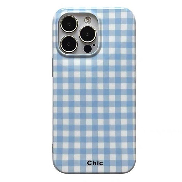 CHECKERED IPHONE CASE WITH BLUE AND WHITE DANISH PASTEL CHECKERED DESIGN