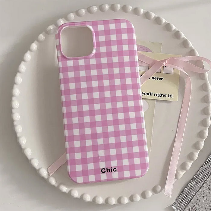 CHECKERED IPHONE CASE WITH BLUE AND WHITE DANISH PASTEL CHECKERED DESIGN