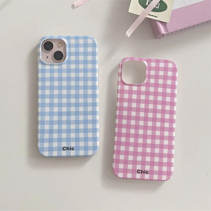 CHECKERED IPHONE CASE WITH BLUE AND WHITE DANISH PASTEL CHECKERED DESIGN