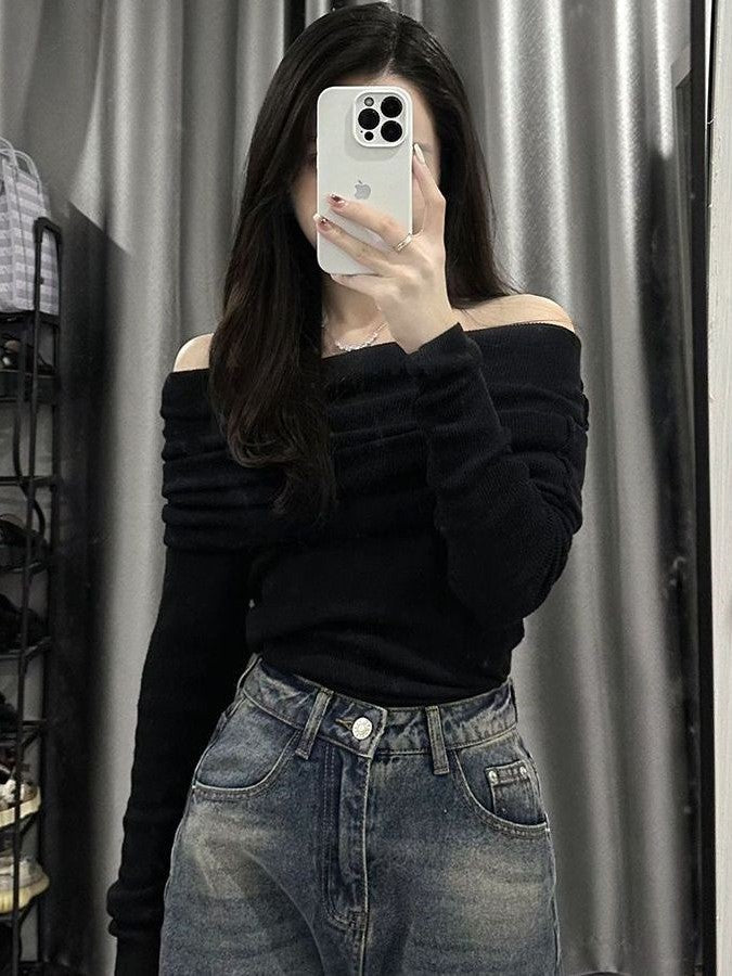 CHIC OFF-THE-SHOULDER TOP WITH LONG SLEEVES FOR WOMEN
