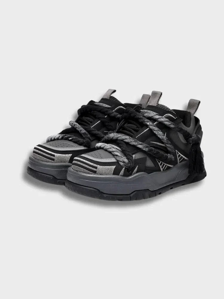 CHUNKY SNEAKERS - GRAY AND BLACK BASKETS NOIRES WROPED