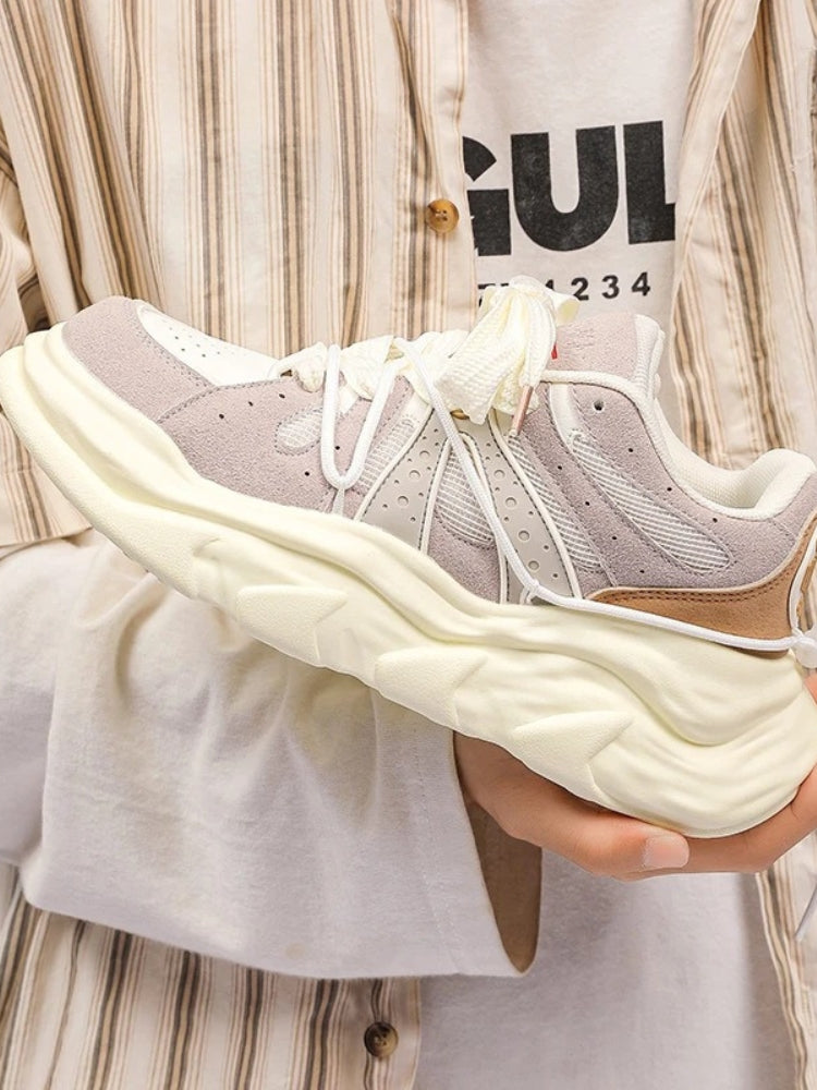 CHUNKY SNEAKERS WITH MIXED LACED DESIGN FOR BALANCE AND SUPPORT