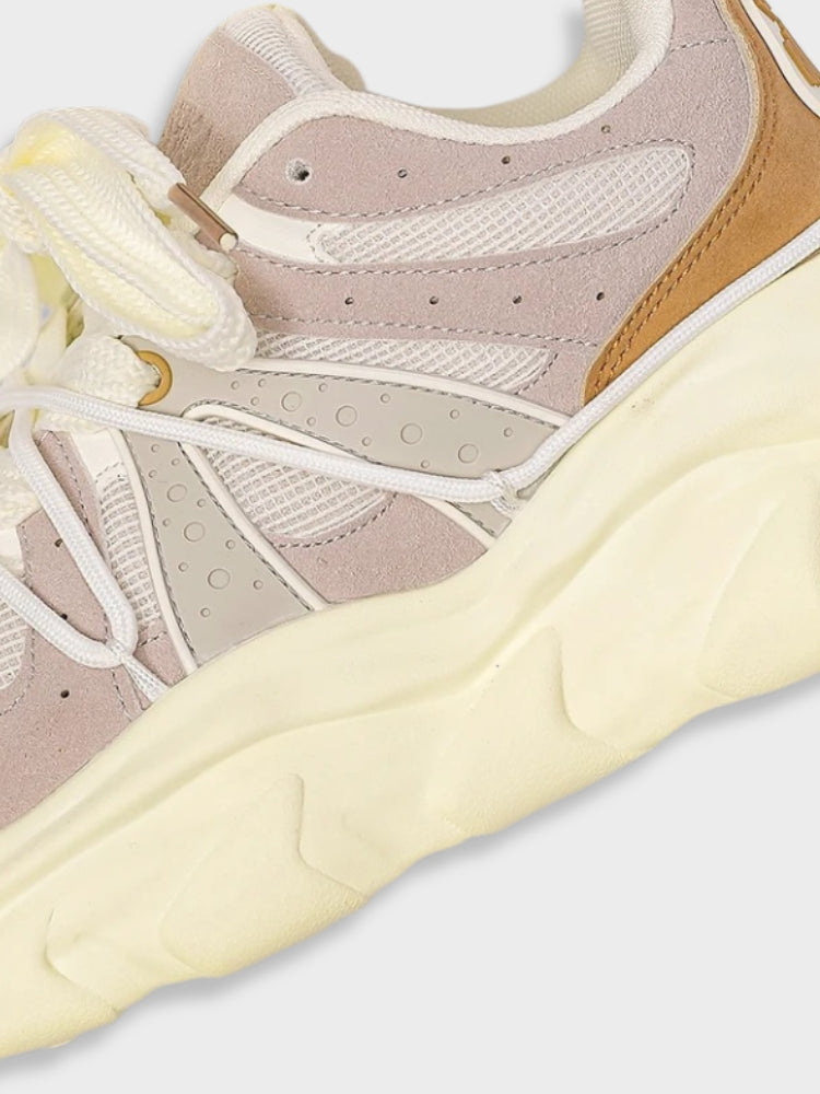 CHUNKY SNEAKERS WITH MIXED LACED DESIGN FOR BALANCE AND SUPPORT