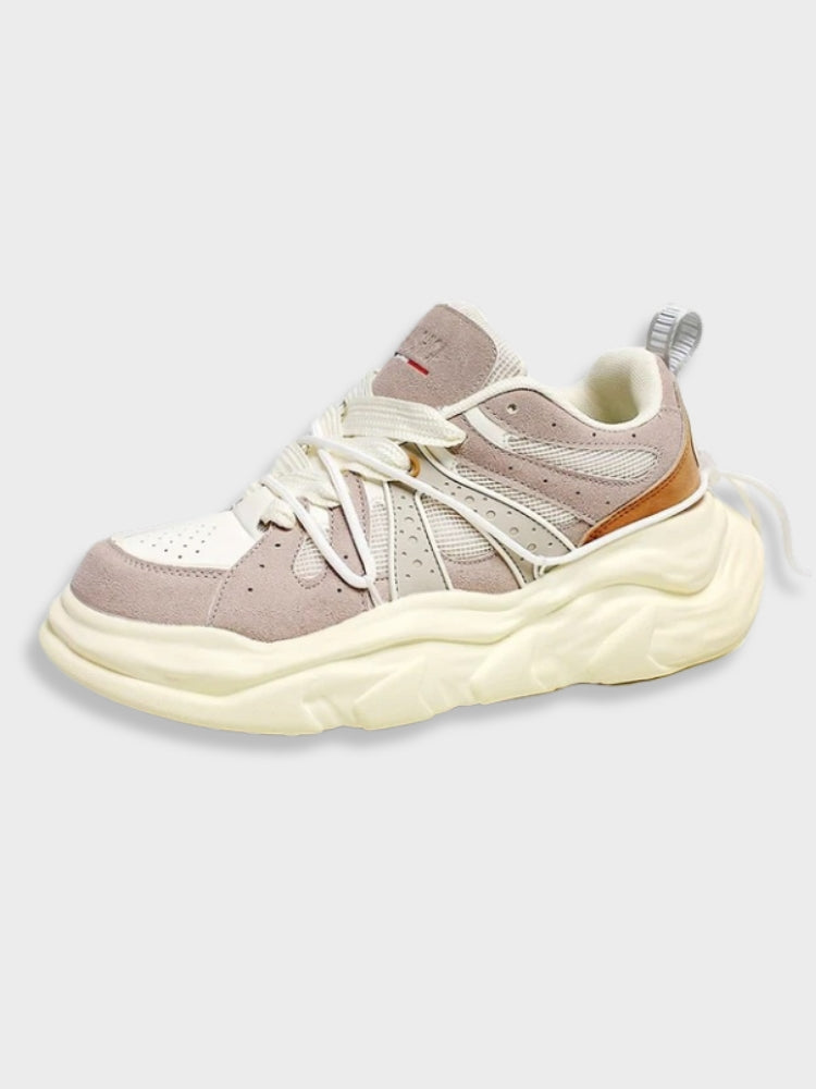 CHUNKY SNEAKERS WITH MIXED LACED DESIGN FOR BALANCE AND SUPPORT