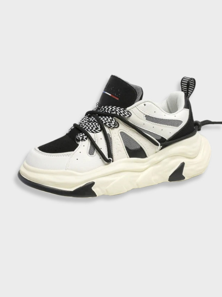CHUNKY SNEAKERS WITH MIXED LACED DESIGN FOR BALANCE AND SUPPORT