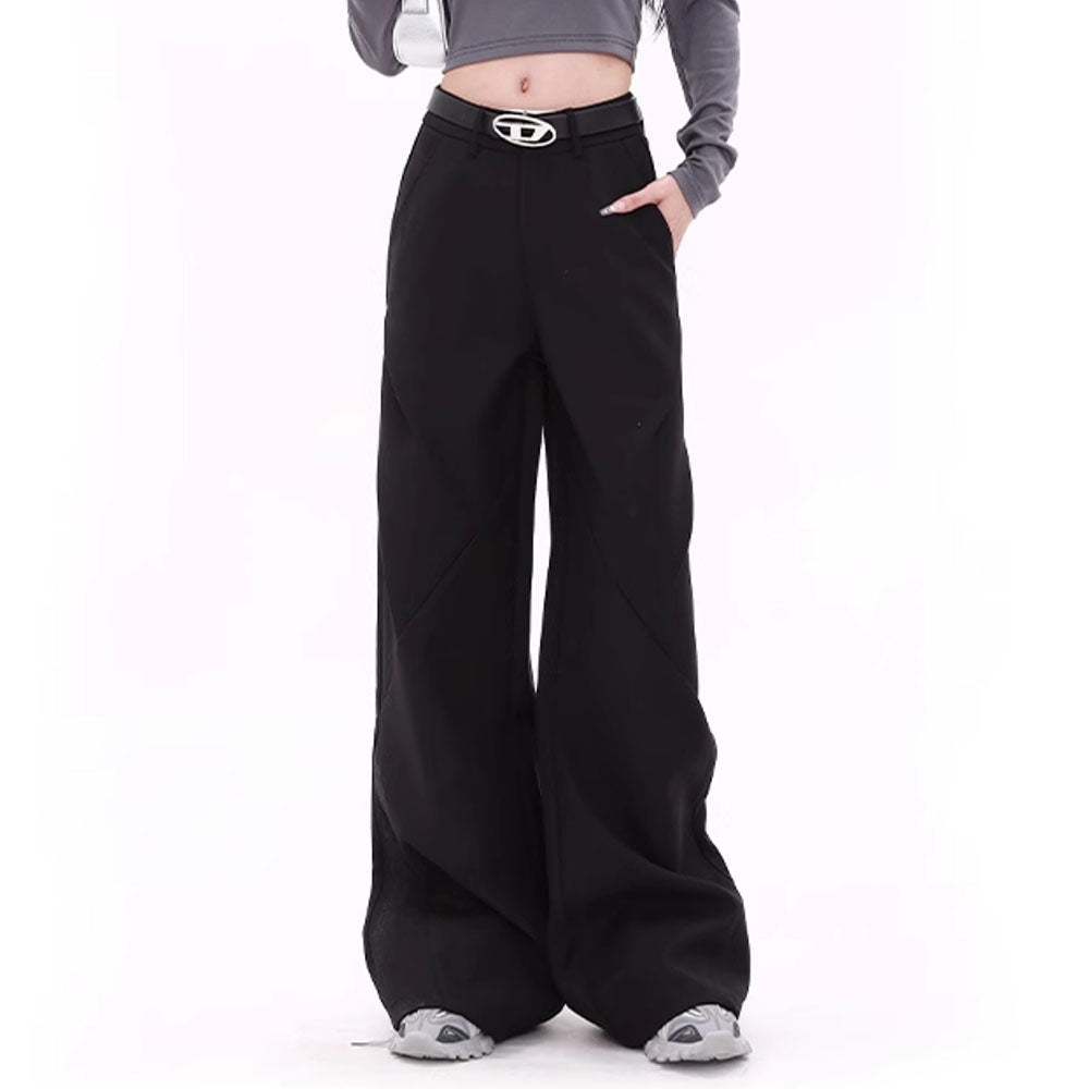 CLASSIC BLACK HIGH-WAIST WIDE-LEG PANTS