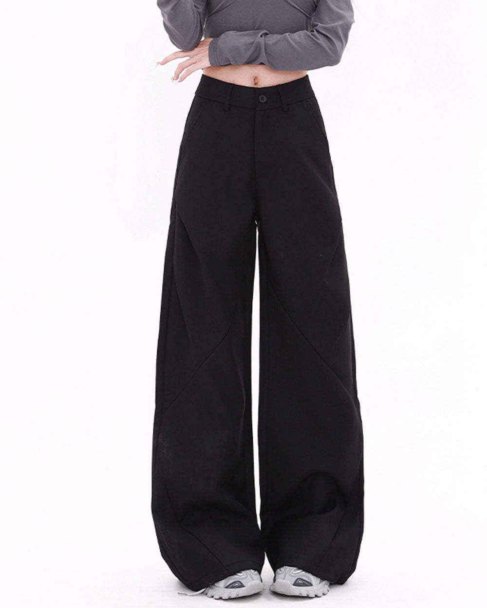 CLASSIC BLACK HIGH-WAIST WIDE-LEG PANTS