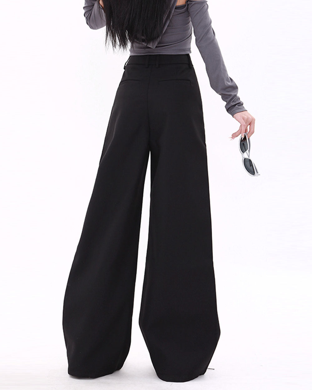 CLASSIC BLACK HIGH-WAIST WIDE-LEG PANTS