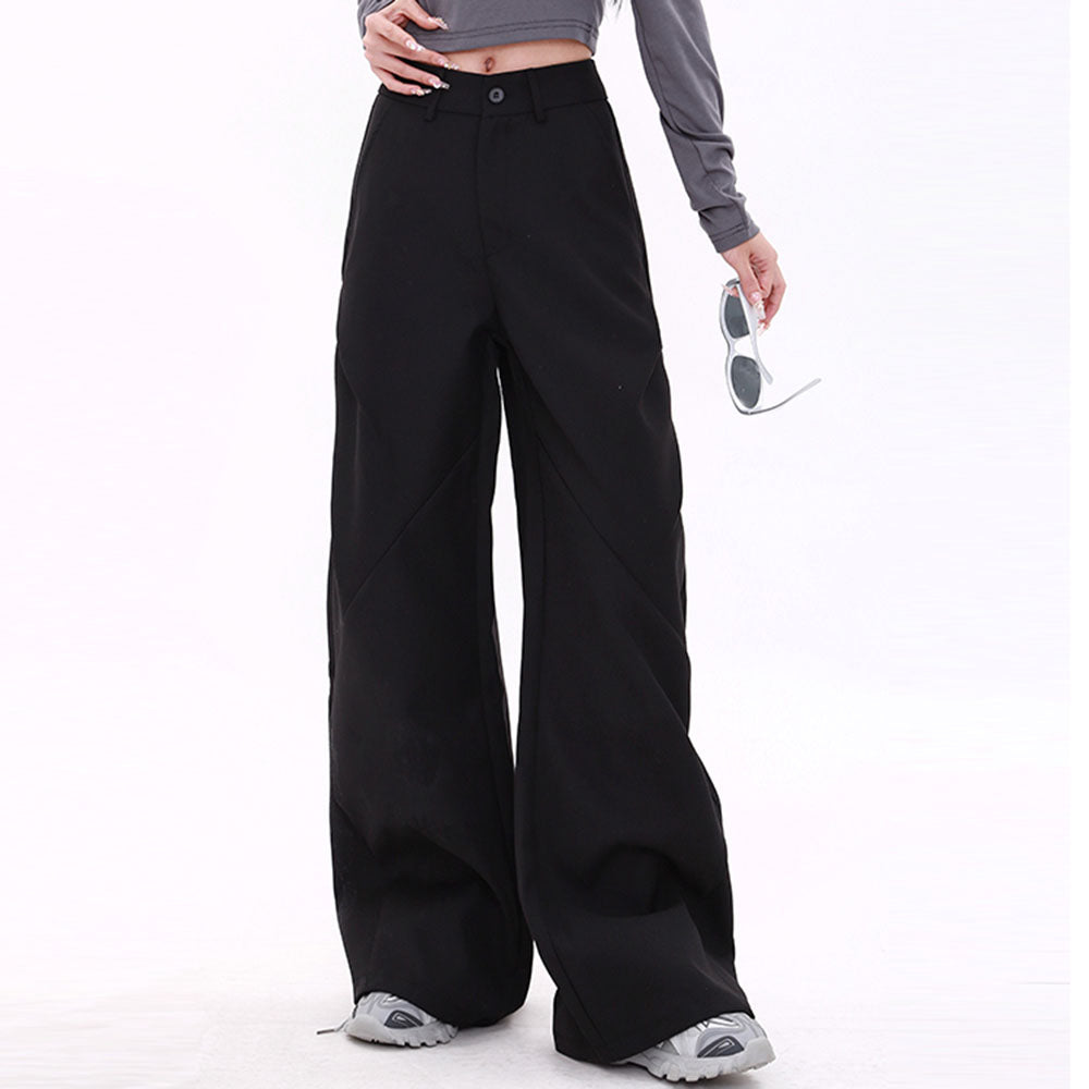 CLASSIC BLACK HIGH-WAIST WIDE-LEG PANTS