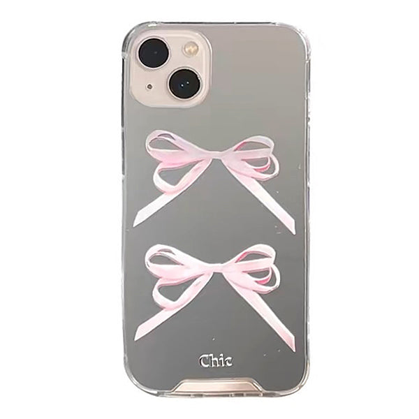 CLEAR COQUETTE BOW IPHONE CASE WITH PINK BOWS