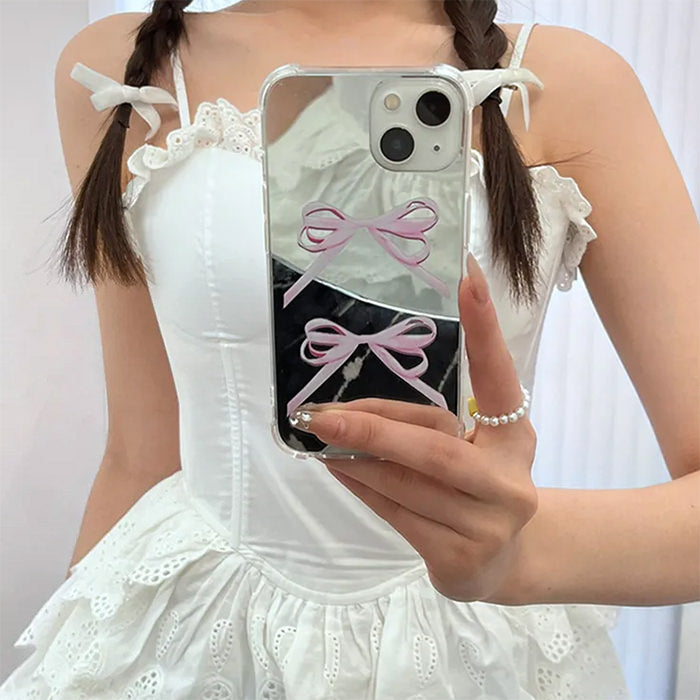 CLEAR COQUETTE BOW IPHONE CASE WITH PINK BOWS