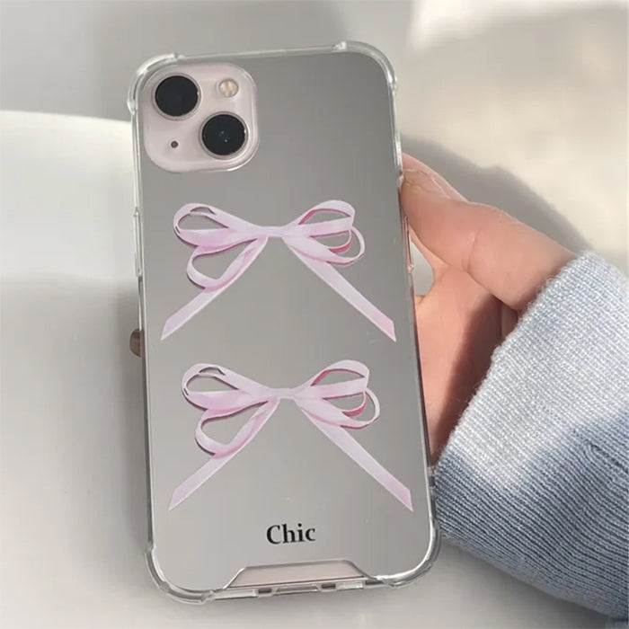 CLEAR COQUETTE BOW IPHONE CASE WITH PINK BOWS