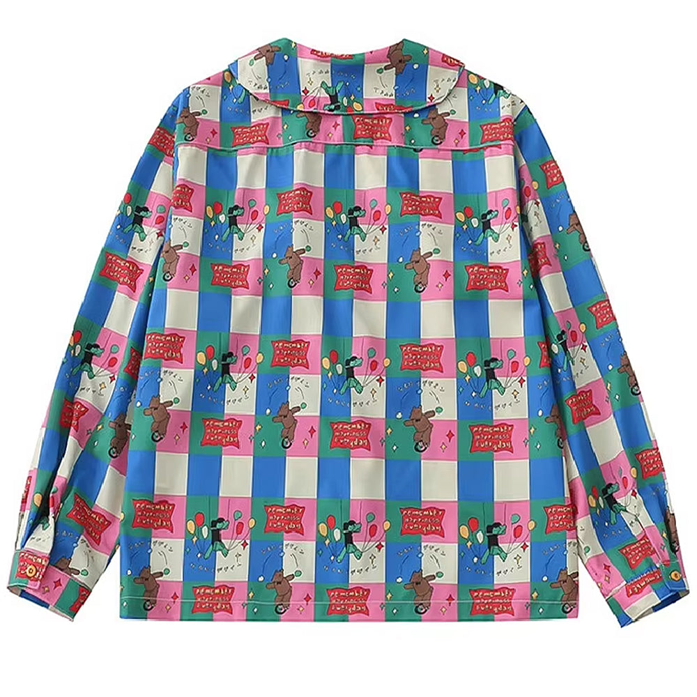 CLOWN SHIRT WHIMSICAL CIRCUSCORE BALLOON PRINT SHIRT