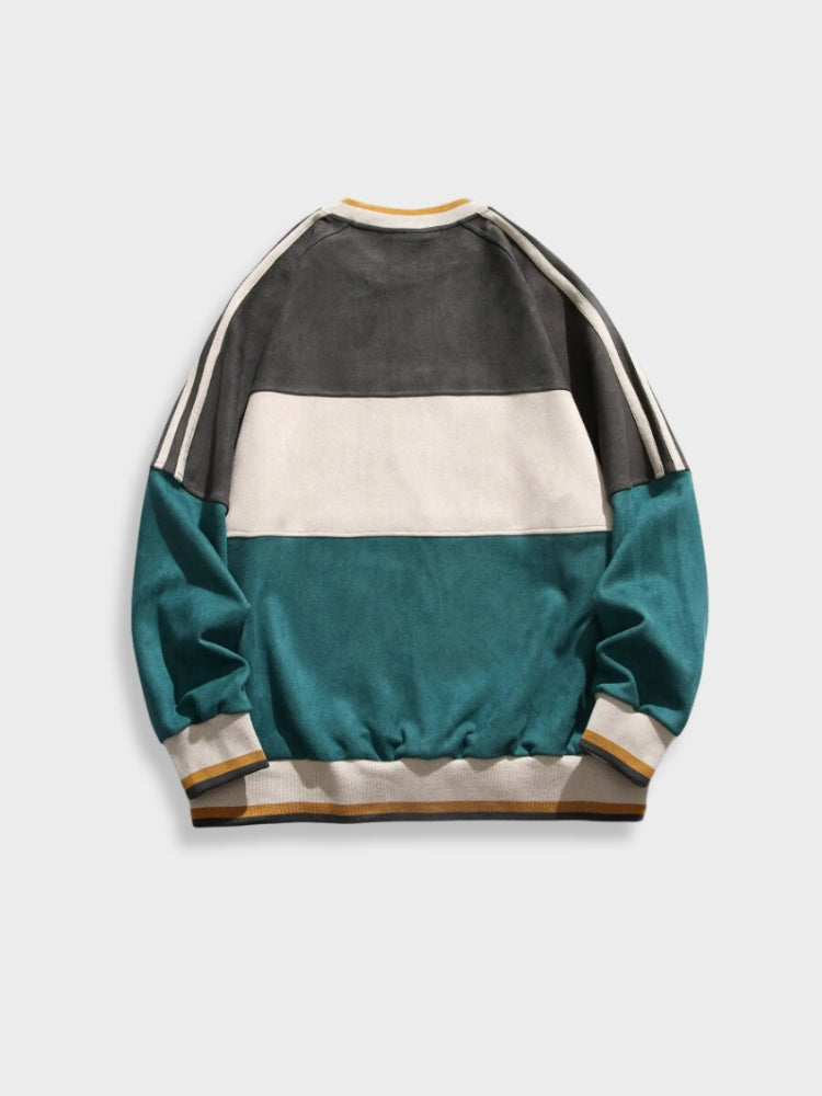 COLOR-BLOCKED CREWNECK SWEATSHIRT FOR WILDLIFE LOVERS - BOLD DESIGN LIONS SWEATER