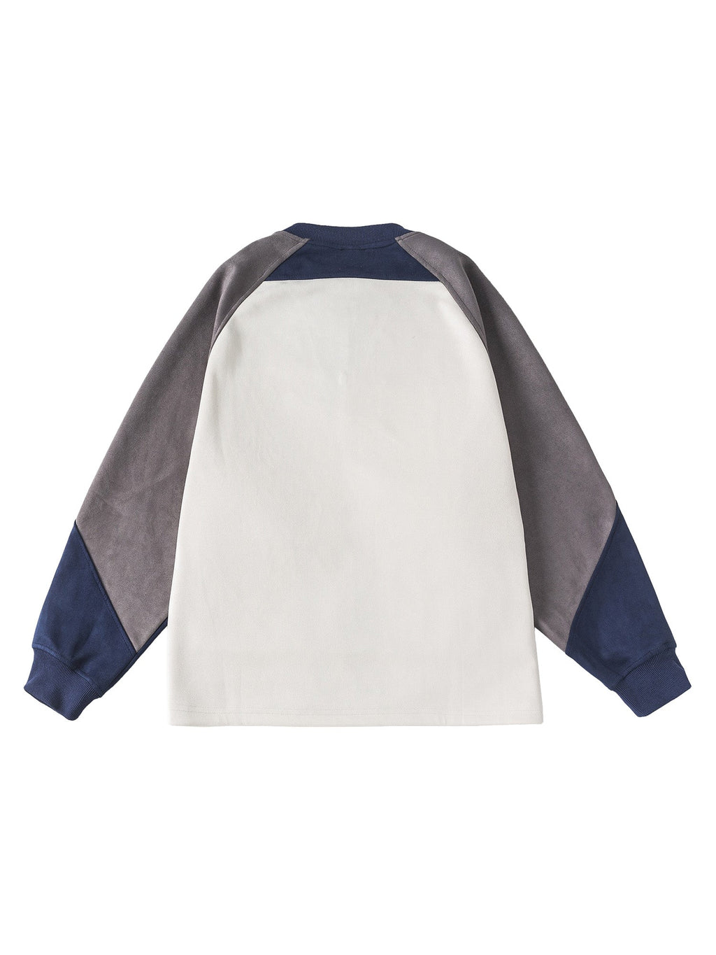 COLOR-BLOCKED LONG SLEEVE SWEATSHIRT WITH PARTIAL ZIPPER AND ROUND COLLAR