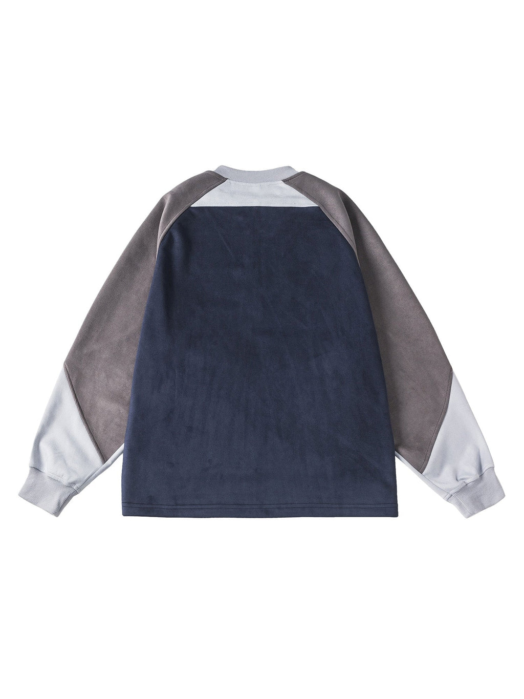 COLOR-BLOCKED LONG SLEEVE SWEATSHIRT WITH PARTIAL ZIPPER AND ROUND COLLAR