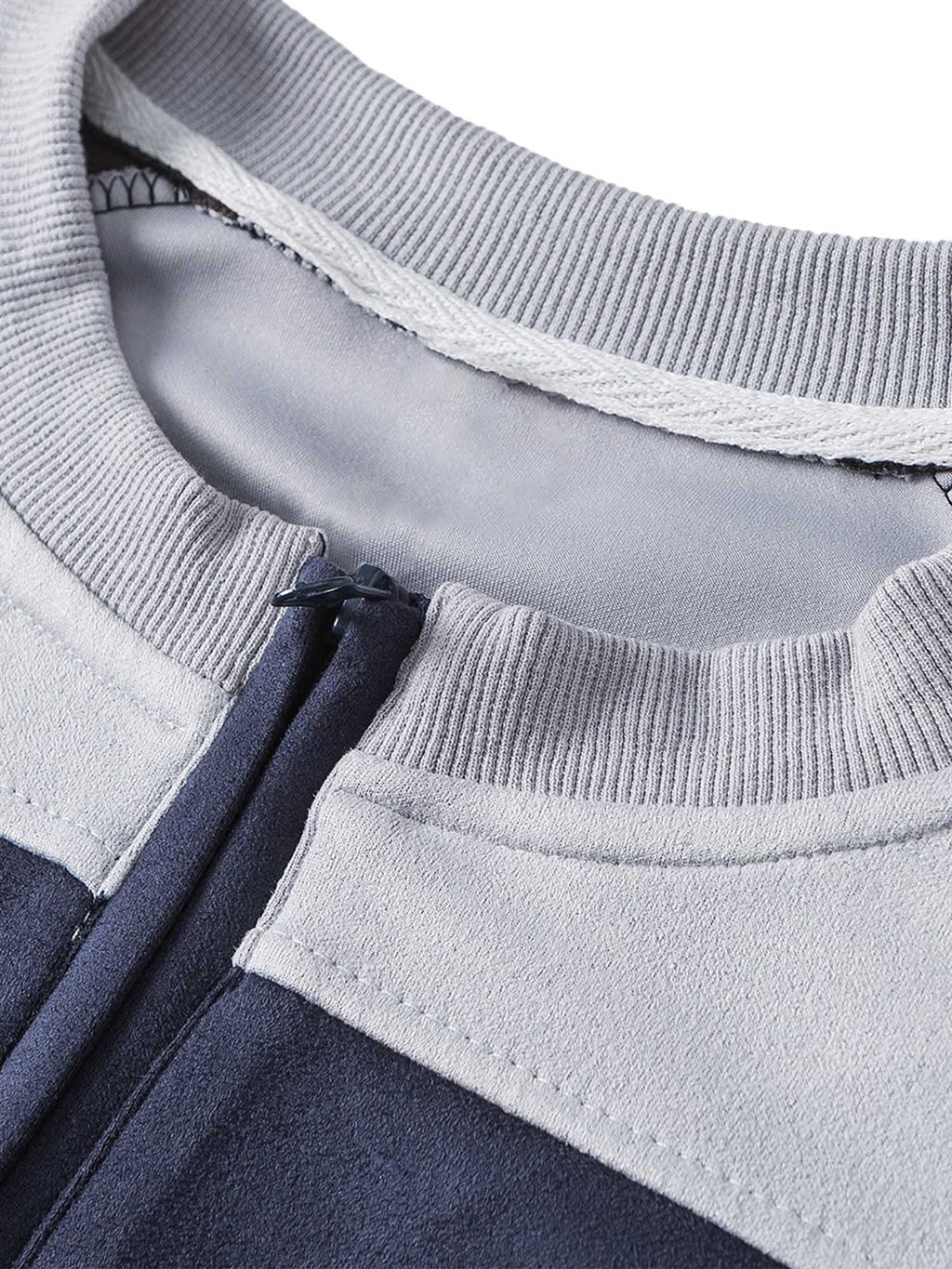 COLOR-BLOCKED LONG SLEEVE SWEATSHIRT WITH PARTIAL ZIPPER AND ROUND COLLAR