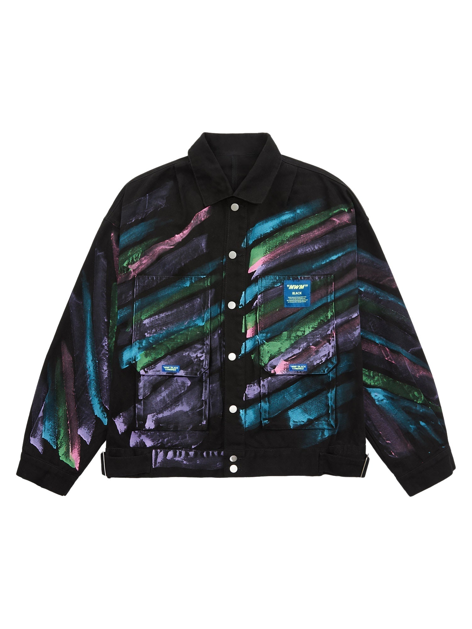 COLORFUL BRUSHSTROKE LONG SLEEVE JACKET WITH STAND COLLAR