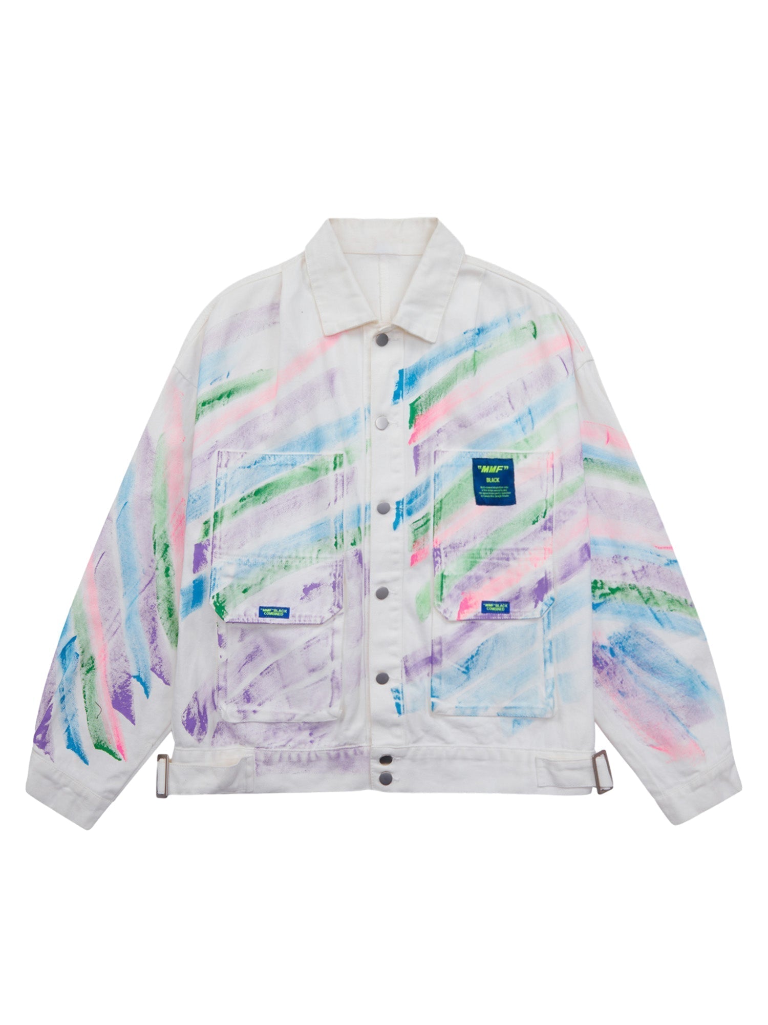 COLORFUL BRUSHSTROKE LONG SLEEVE JACKET WITH STAND COLLAR