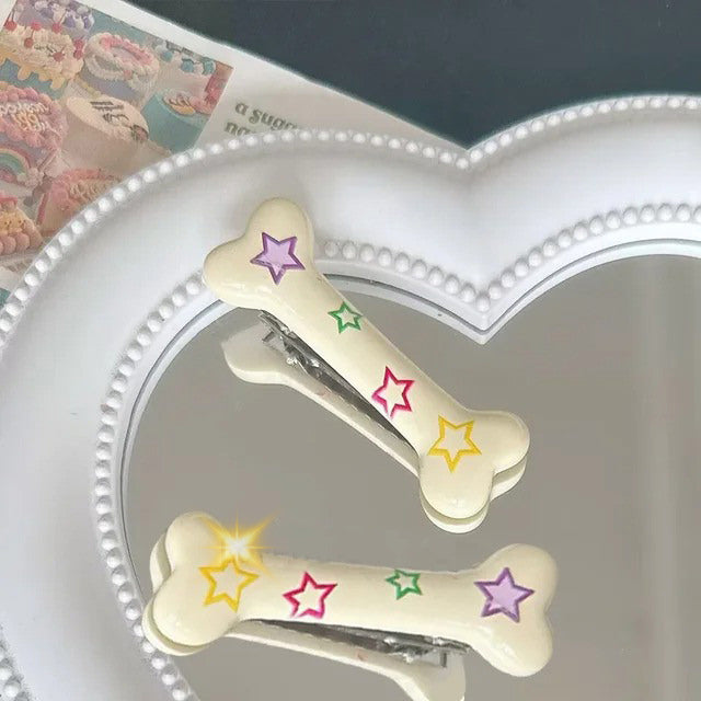 COLORFUL DOG BONE TOYS WITH STAR DESIGNS FOR Y2K STYLE BONE HAIR ACCESSORIES