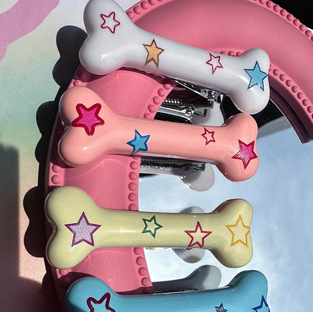 COLORFUL DOG BONE TOYS WITH STAR DESIGNS FOR Y2K STYLE BONE HAIR ACCESSORIES