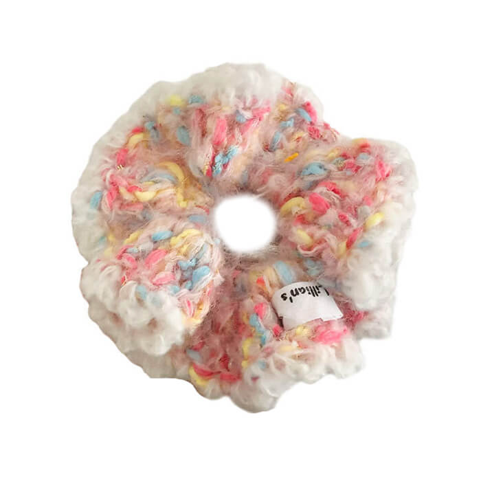 COLORFUL FLUFFY PASTEL CROCHET SCRUNCHIE FOR HAIR ACCESSORIES