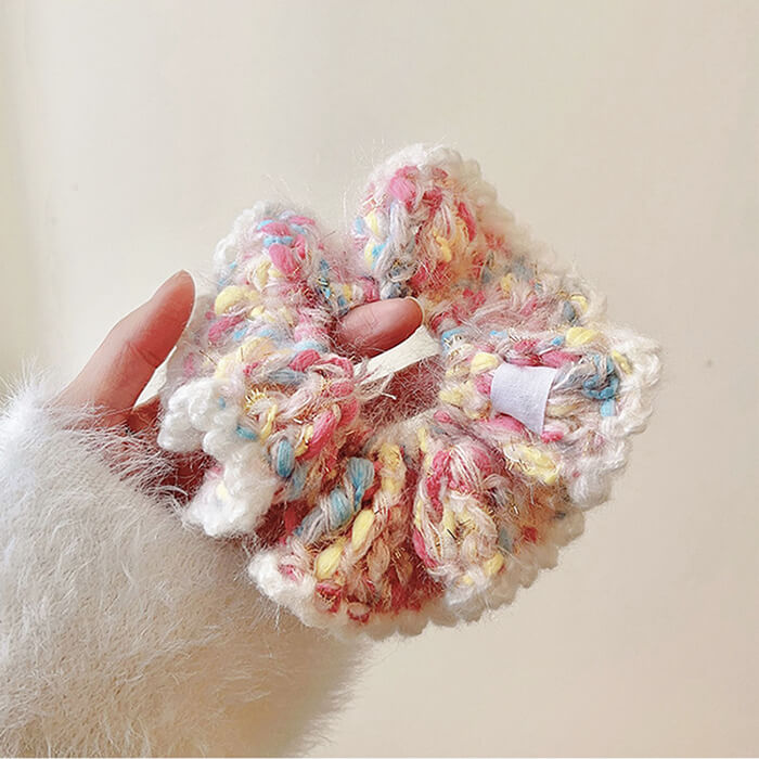 COLORFUL FLUFFY PASTEL CROCHET SCRUNCHIE FOR HAIR ACCESSORIES