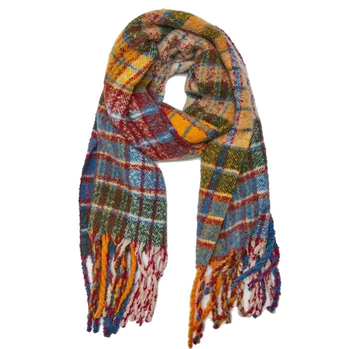 COLORFUL PLAID FRINGED SCARF FOR WOMEN AND MEN