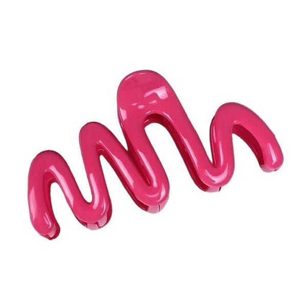 COLORFUL WAVE HAIR CLAW WITH GLOSSY PINK SQUIGGLE DESIGN