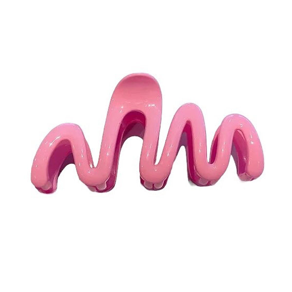 COLORFUL WAVE HAIR CLAW WITH GLOSSY PINK SQUIGGLE DESIGN