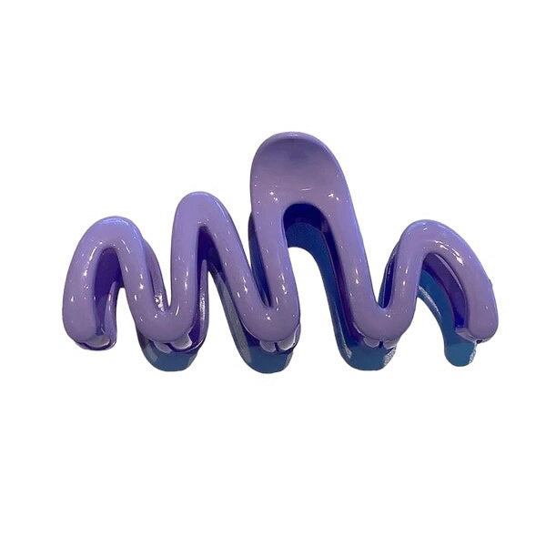 COLORFUL WAVE HAIR CLAW WITH GLOSSY PINK SQUIGGLE DESIGN
