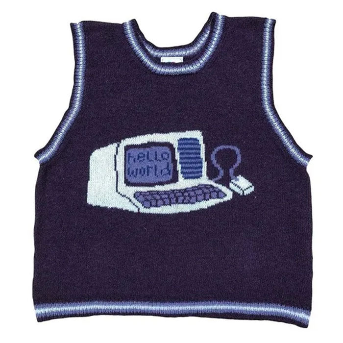 COMPUTER KNIT VEST VINTAGE-INSPIRED KNIT