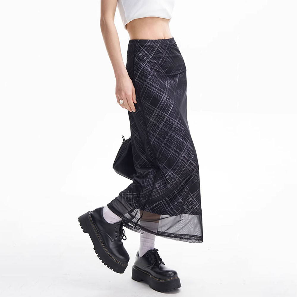 CONVERSATION PLAID MAXI SKIRT PLAID MAXI SKIRT