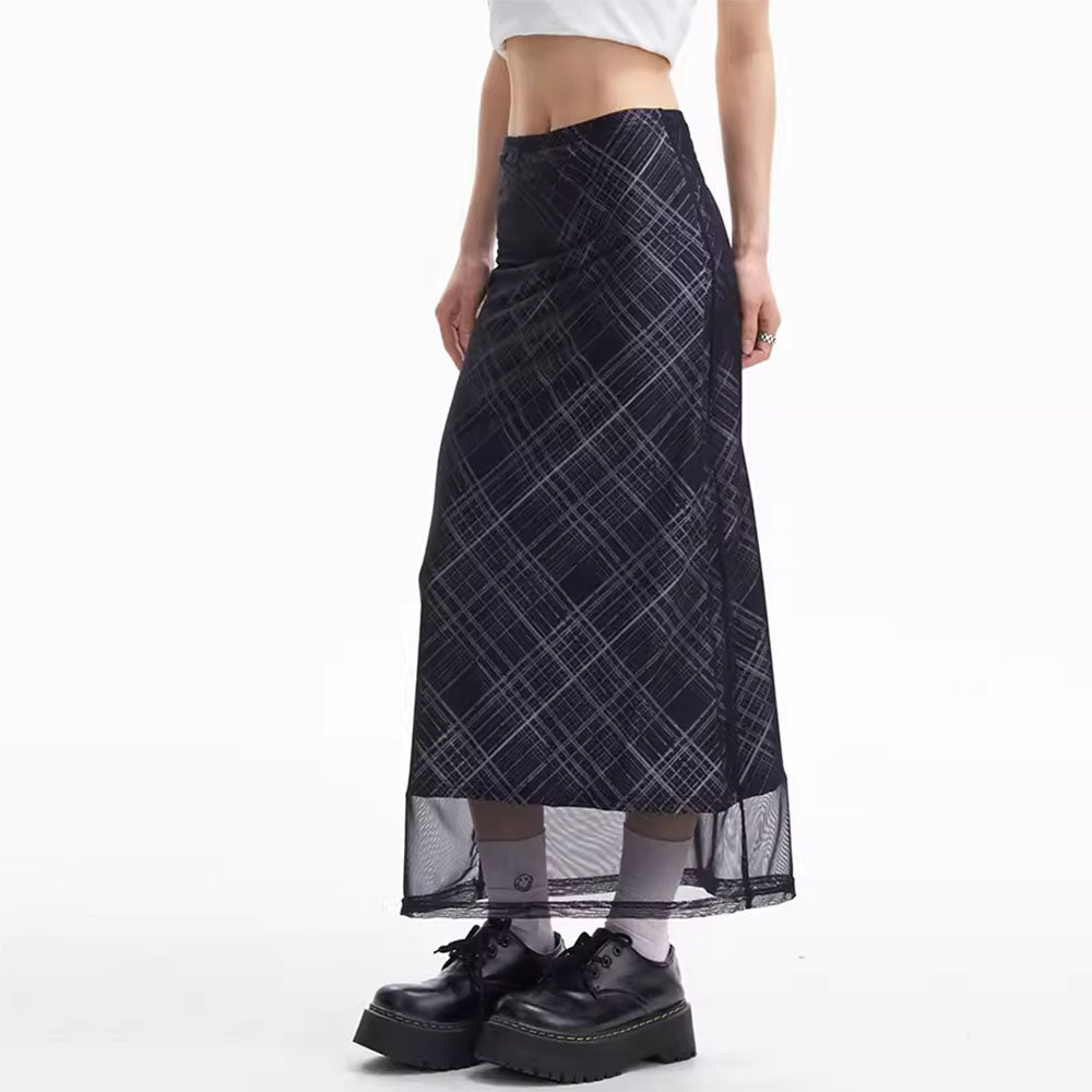 CONVERSATION PLAID MAXI SKIRT PLAID MAXI SKIRT