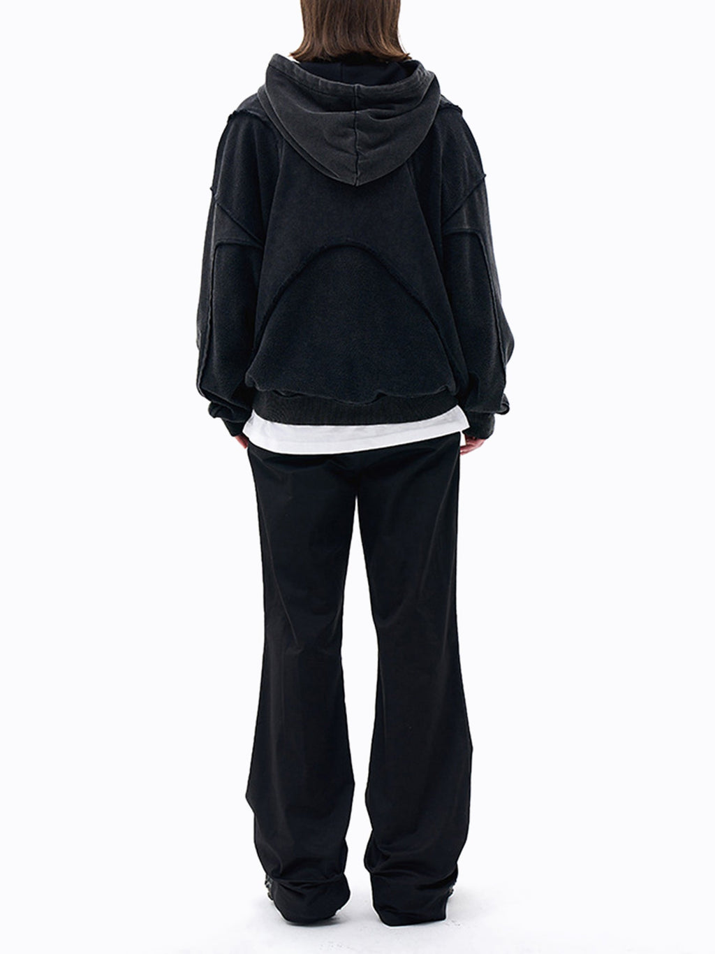 HOODED SWEATSHIRT WITH UNIQUE PANELING - COOL HOODED TERRY CLOTH