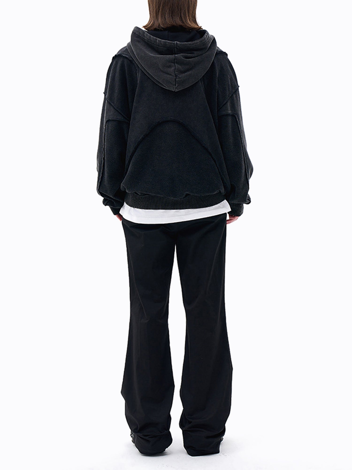 HOODED SWEATSHIRT WITH UNIQUE PANELING - COOL HOODED TERRY CLOTH