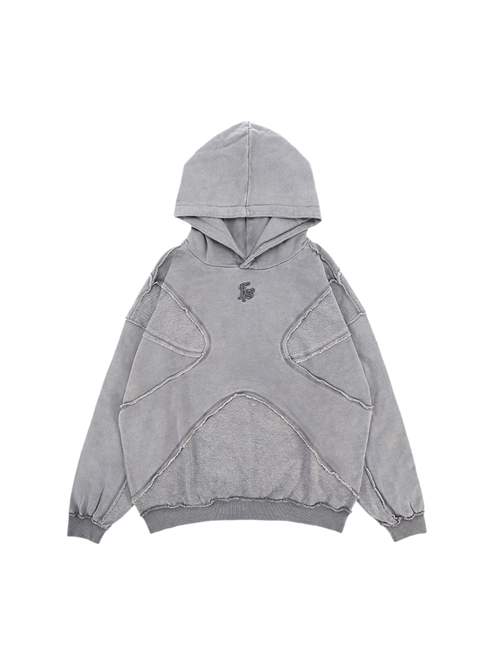 HOODED SWEATSHIRT WITH UNIQUE PANELING - COOL HOODED TERRY CLOTH